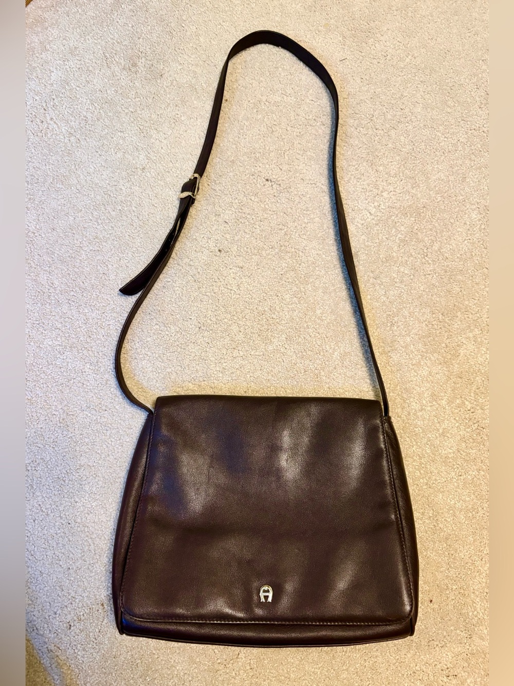Vintage Etienne Aigner deep brown leather bag